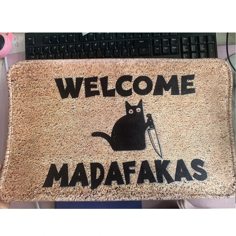 NNEOBA Dark Cat Welcome Doormat