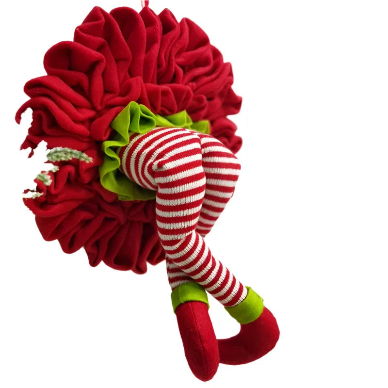 Christmas Wreath Hanging Elf Legs Wall