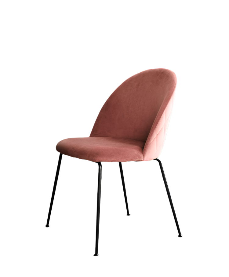 Light Luxury Velvet Dining Chair Modern Leisure Chair with Backrest Pink