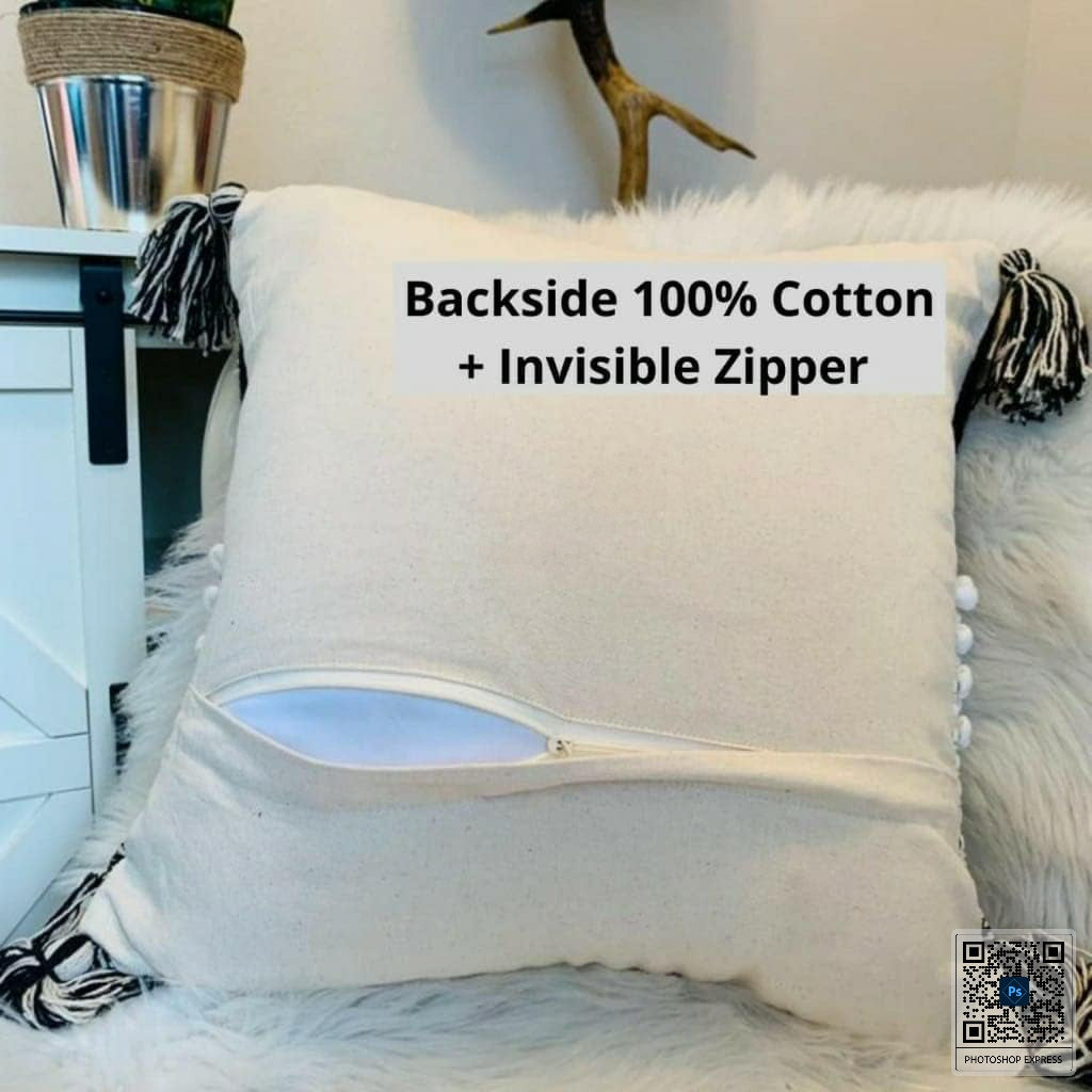 Textured Woven Cushion Cover with Fringes | Boho Cushion Cover | 40x40cm | Cotton Cushion Cover