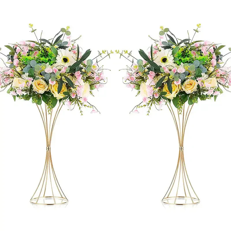 2-Pack Iron Flower Stand Vases Wedding Centerpiece Stands Gold