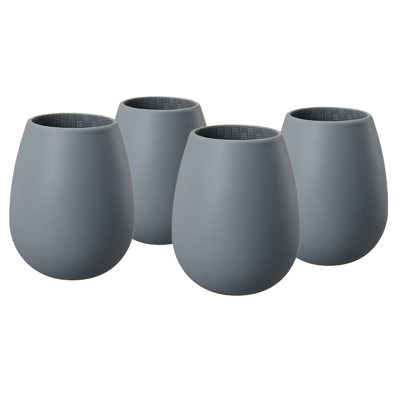 Unbreakable Silicone Stemless Wine Glassware | Set of 4 | Reusable & Shatterproof Tumbler Drinkware for Wine, Water, Cocktails, Champagne Glass for Parties, Camping, Beaches, Boats - (Dark Grey)