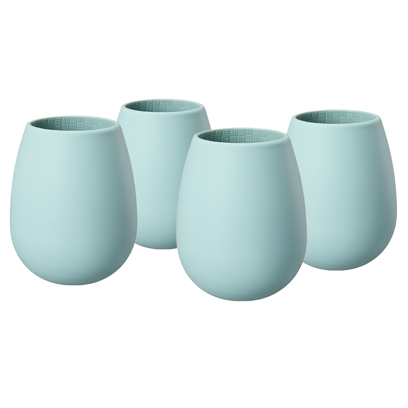 Unbreakable Silicone Stemless Wine Glassware | Set of 4 | Reusable & Shatterproof Tumbler Drinkware for Wine, Water, Cocktails, Champagne Glass for Parties, Camping, Beaches, Boats - (Light Blue)