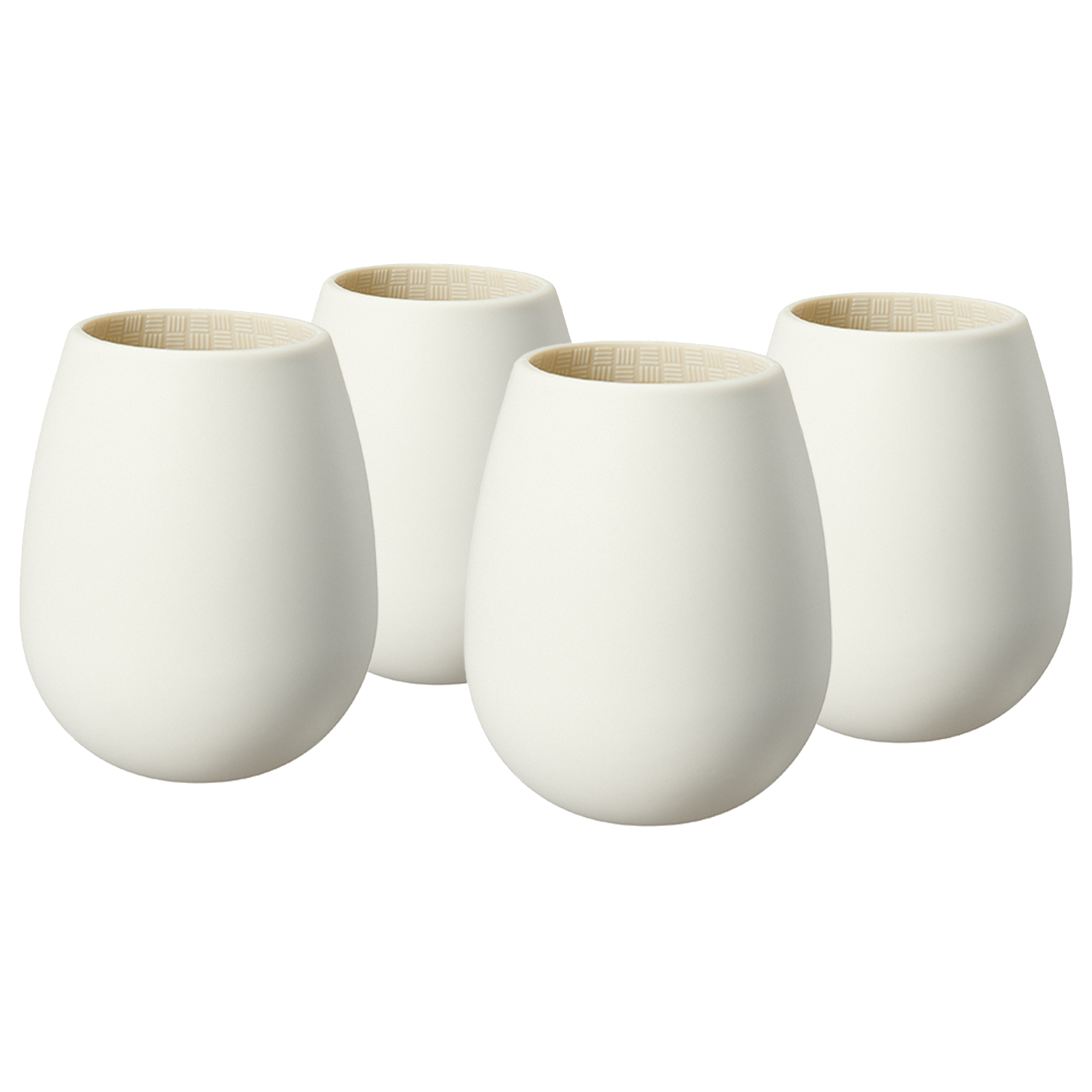 Unbreakable Silicone Stemless Wine Glassware | Set of 4 | Reusable & Shatterproof Tumbler Drinkware for Wine, Water, Cocktails, Champagne Glass for Parties, Camping, Beaches, Boats - (White)