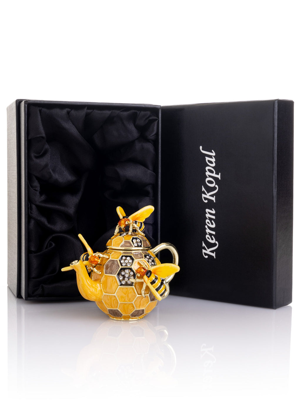 Bee & Honeycomb Teapot Trinket Box by Keren Kopal