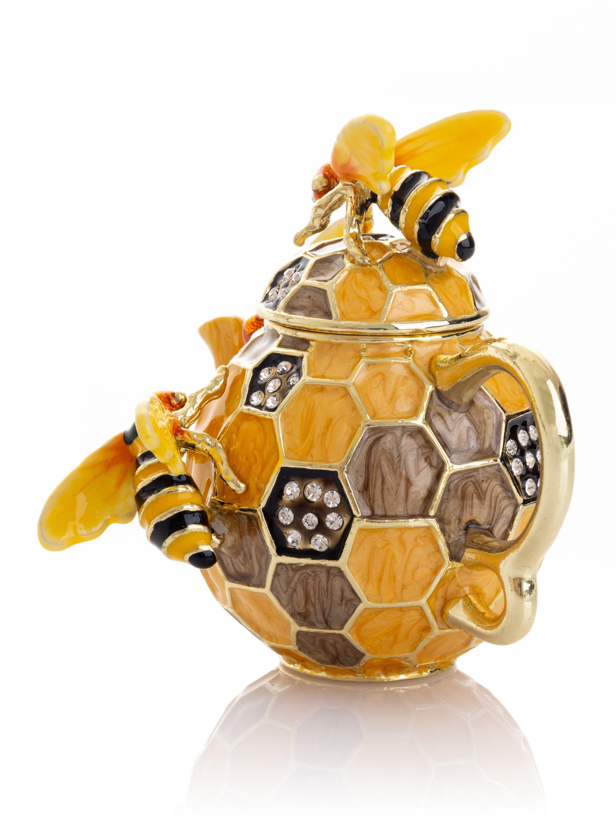 Bee & Honeycomb Teapot Trinket Box by Keren Kopal