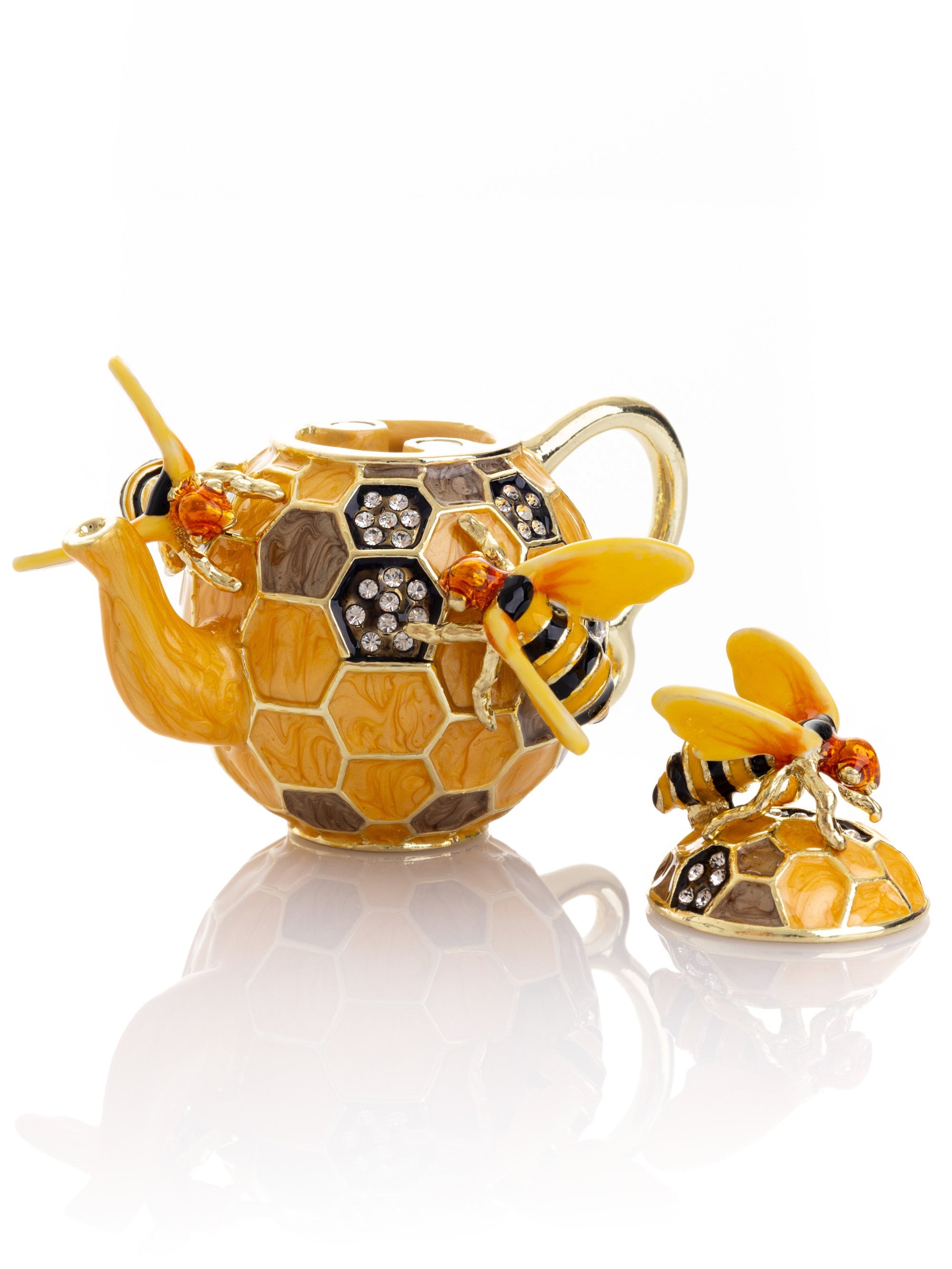 Bee & Honeycomb Teapot Trinket Box by Keren Kopal