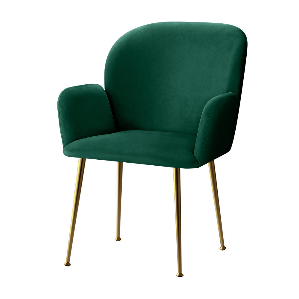 NNEDSZ  Set of 2 Kynsee Dining Chair Armchair Cafe Chair Upholstered Velvet Green