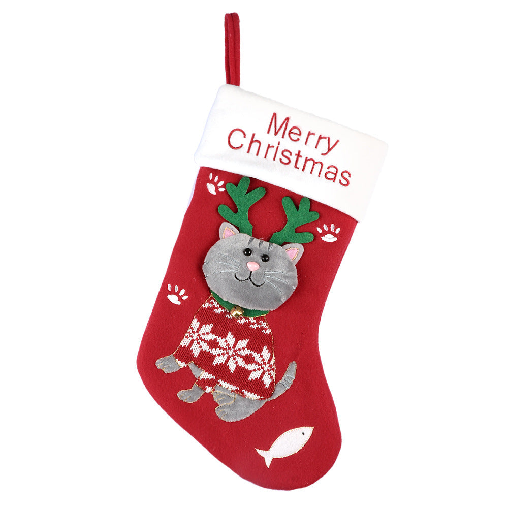 NNEDSZ 2pcs cute cat christmas stockings cartoon christmas socks gift bag christmas decoration socks christmas tree pendant