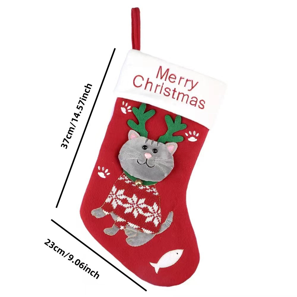 NNEDSZ 2pcs cute cat christmas stockings cartoon christmas socks gift bag christmas decoration socks christmas tree pendant