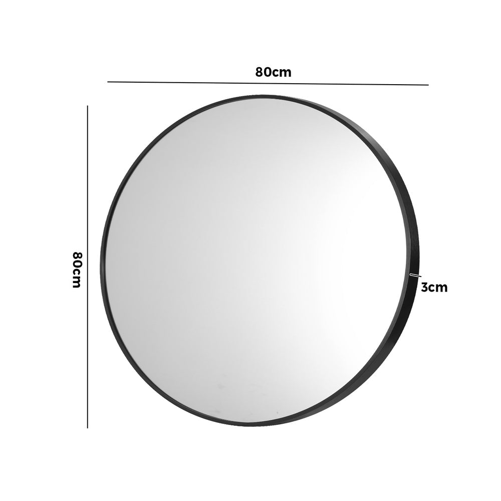 NNEED Wall Mirrors Round Black 80cm