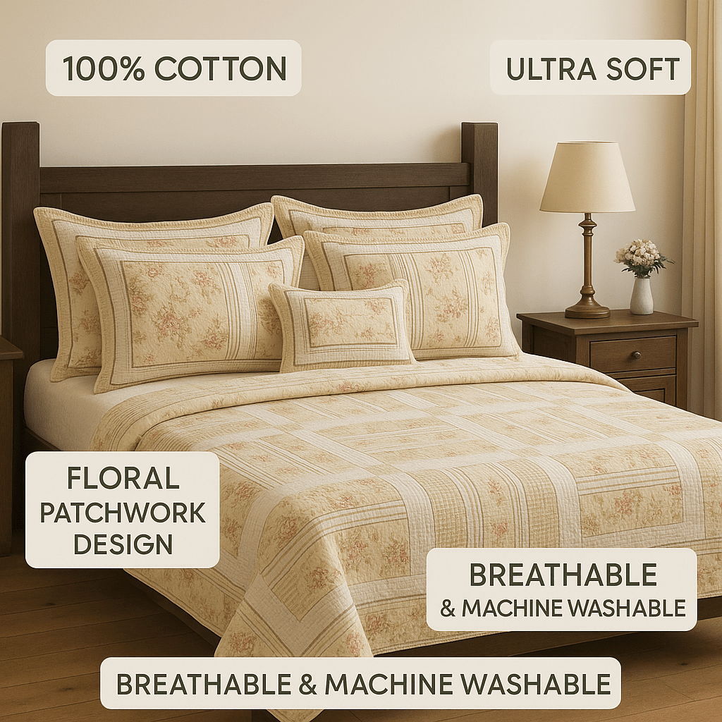 DaDa Bedding Collection DaDa Bedding Cottage Floral Blossoming Patchwork Quilted Coverlet Bedspread Set (DXJ103112) | Direct Furnish