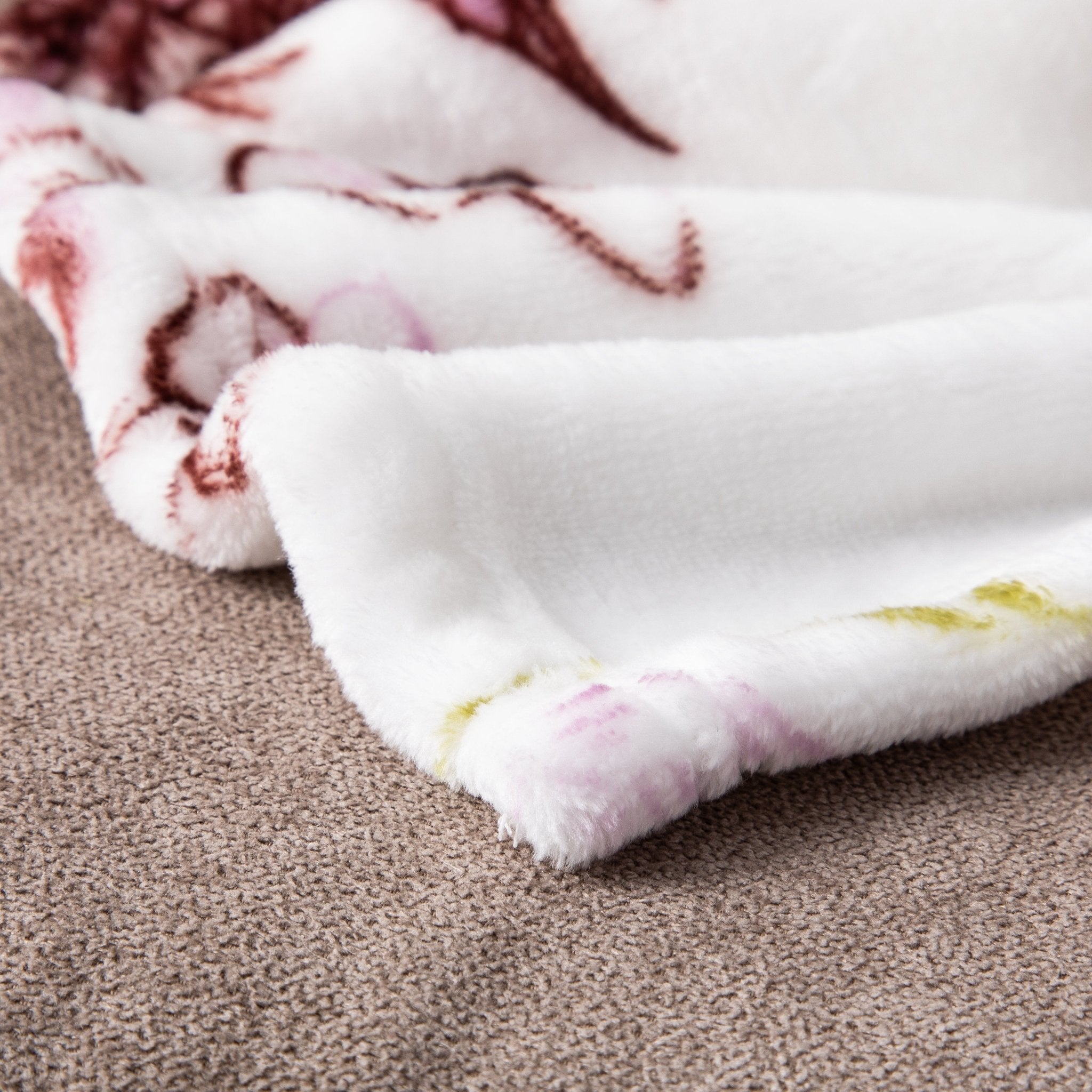 DaDa Bedding Collection DaDa Bedding Floral Blossoms Spring Cottage Birds Soft Fleece Throw Blanket (XY1010) | Direct Furnish