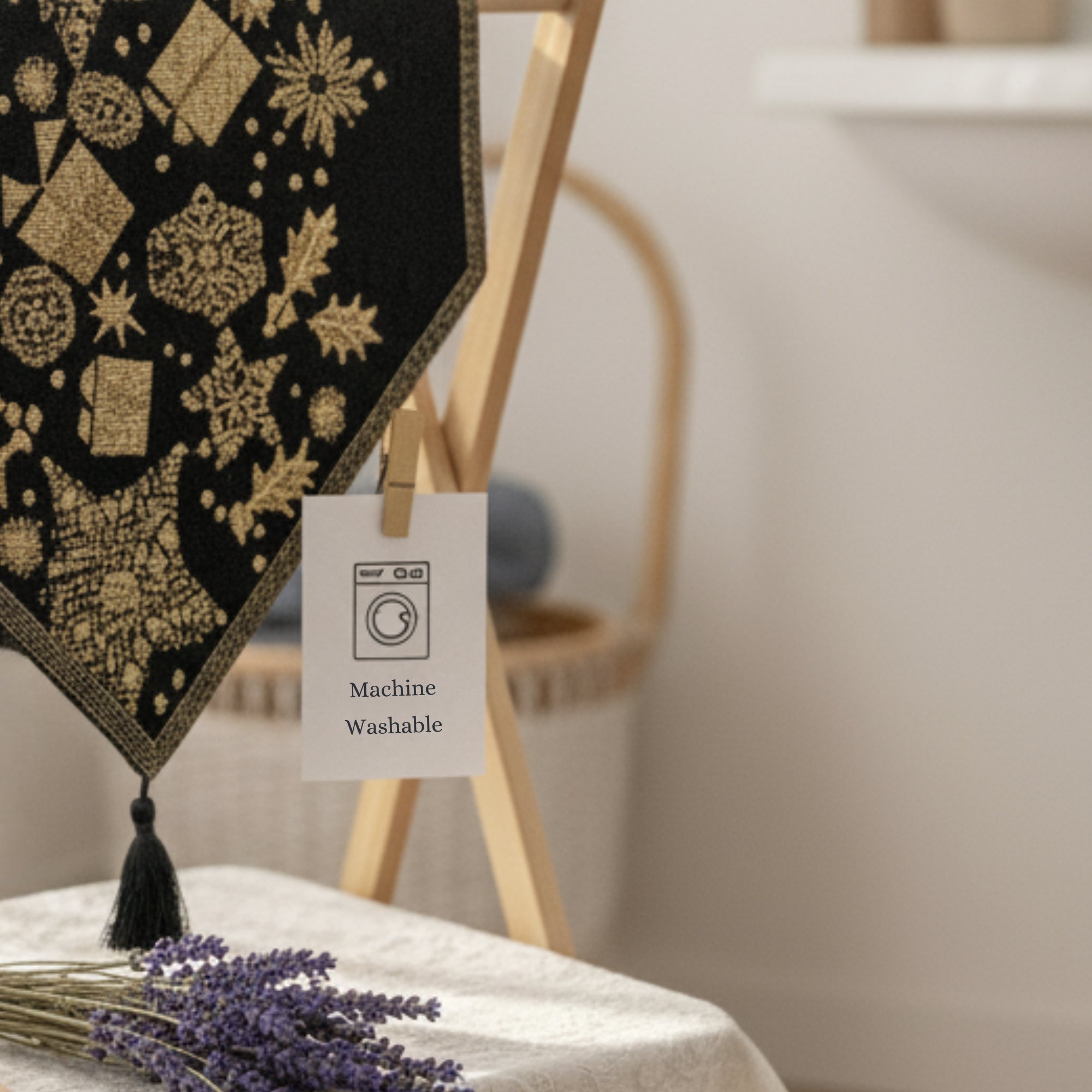 DaDa Bedding Collection DaDa Bedding Magical Golden Reindeer Woven Tapestry Dining Table Runner (18272) | Direct Furnish