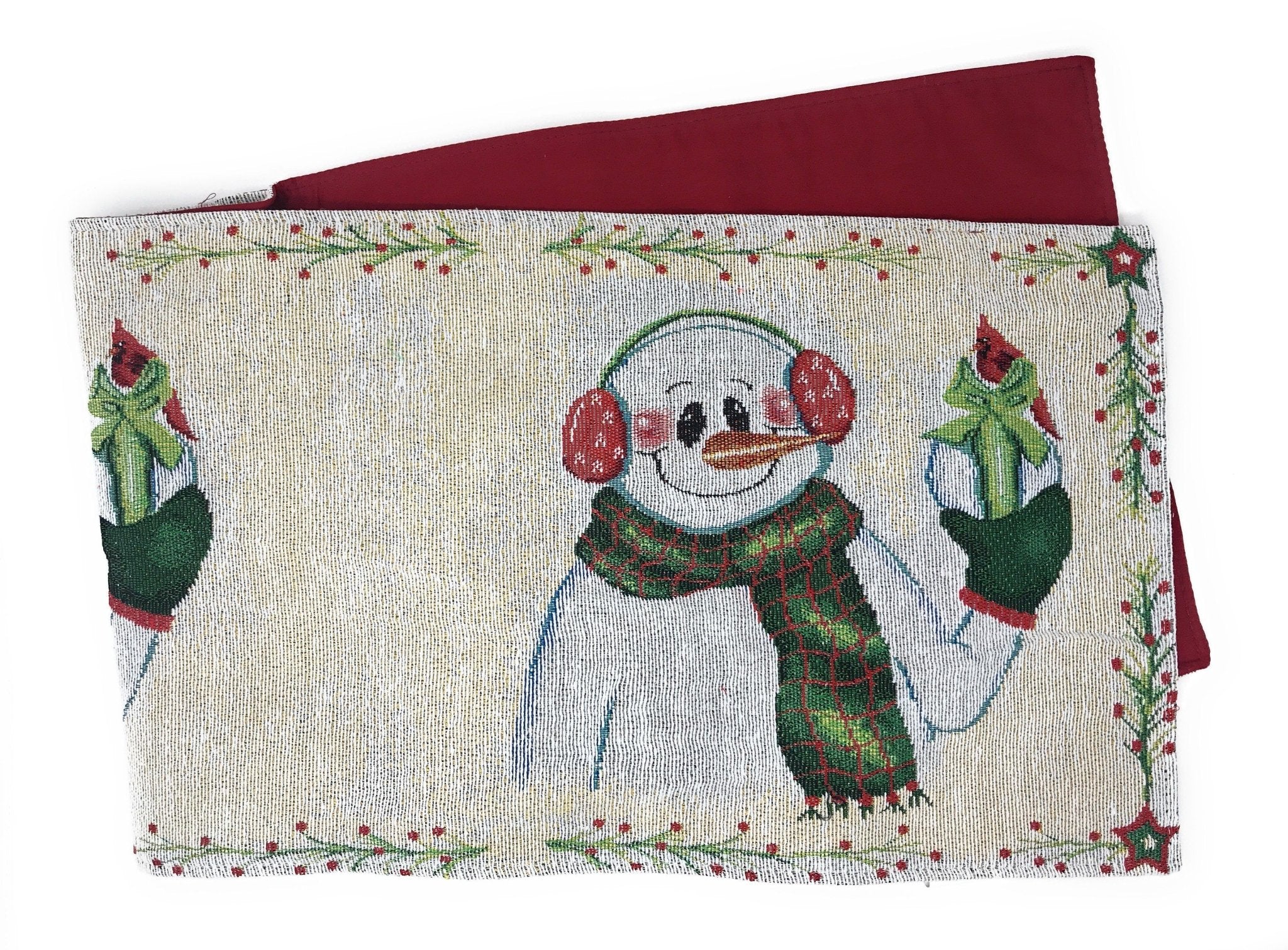 DaDa Bedding Collection DaDa Bedding Magical Snowman Holiday Woven Tapestry Dining Table Runner (9733) | Direct Furnish