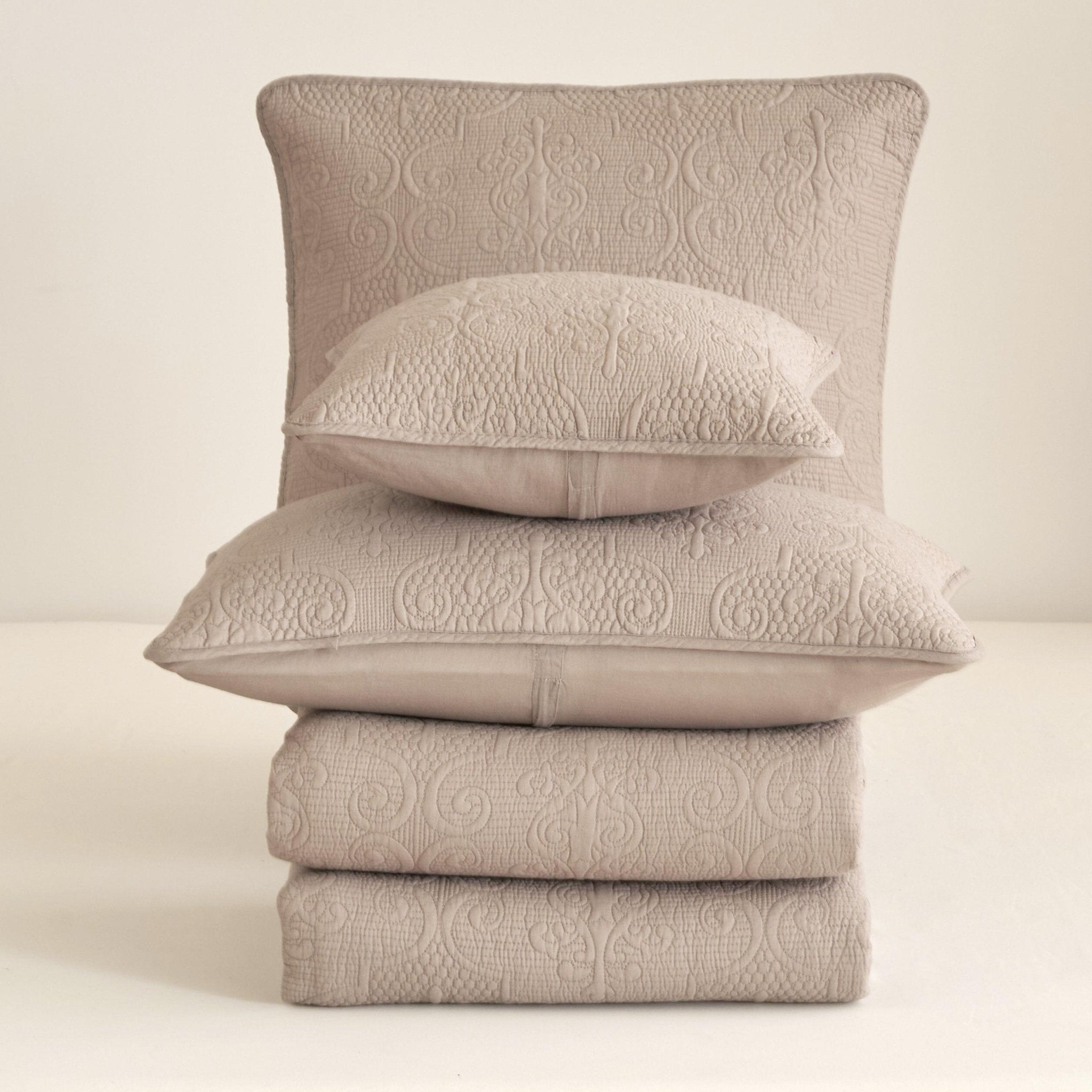 DaDa Bedding Collection DaDa Bedding Neutral Taupe Beige Sandy Elegant Matelasse Cotton Quilted Bedspread Set (JHW - 585) | Direct Furnish