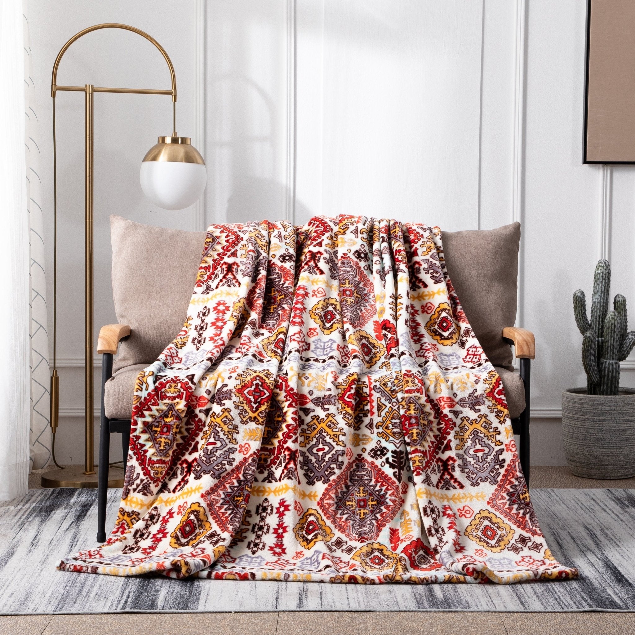 DaDa Bedding Collection DaDa Bedding Southwestern Havana Geometric Soft Plush Fleece Flannel Throw Blanket (XY1012) | Direct Furnish