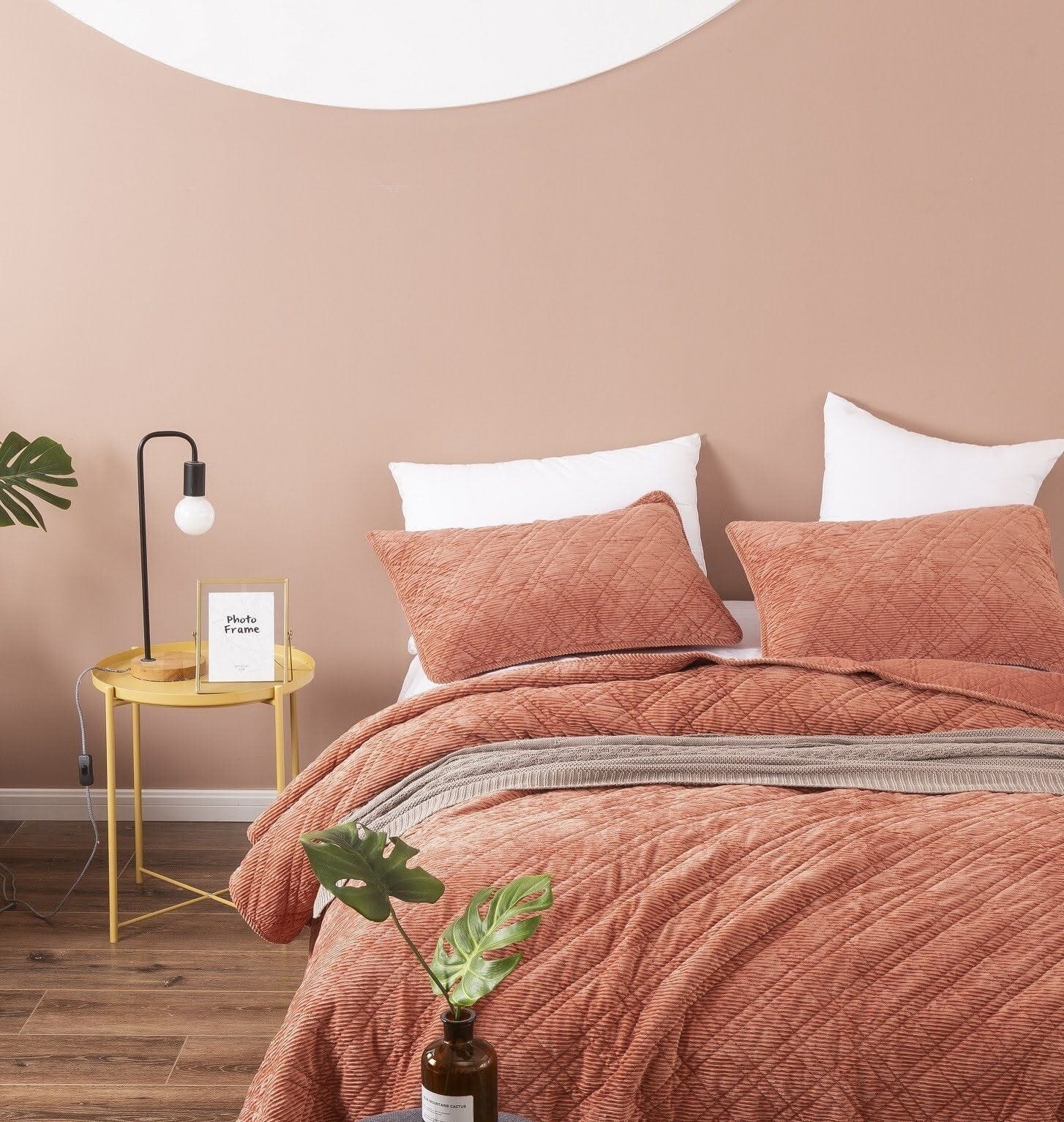 DaDa Bedding Collection DaDalogy Bedding Terracotta Coral Brick Orange Soft Velour Corduroy Bedspread Set (JHW952) | Direct Furnish