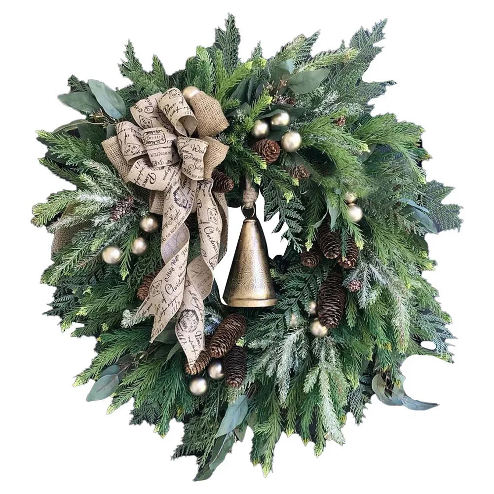 NNEOBA Farmhouse Christmas Wreath with Bells