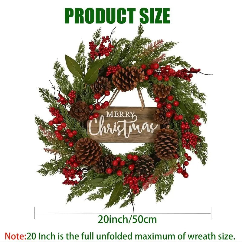 NNETM Christmas Wreath with Pinecones & Berries