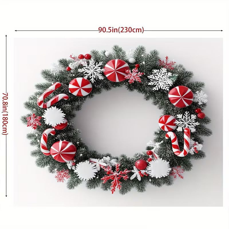 Christmas Wreath with Candy Canes & Snowflakes