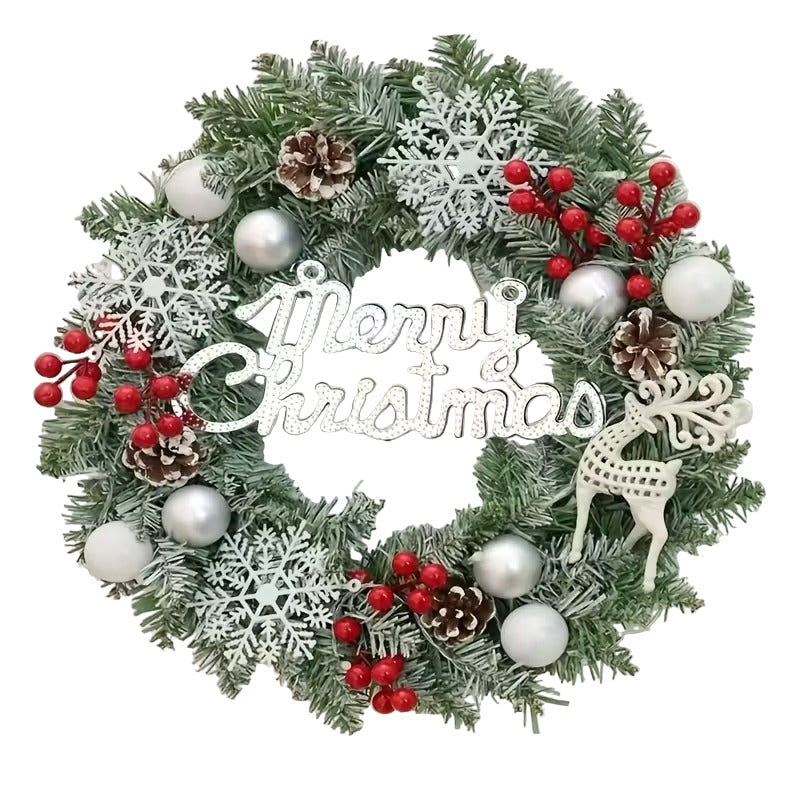 Christmas Reindeer Snowflake Berry Wreath
