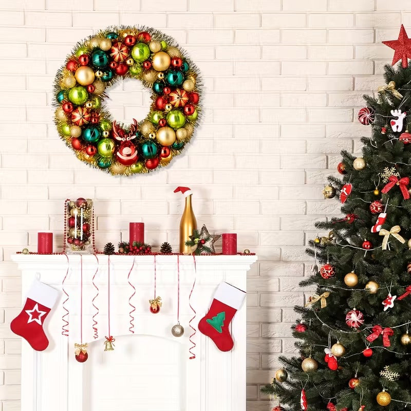 NNETM Christmas Ball Wreath Door Hanger