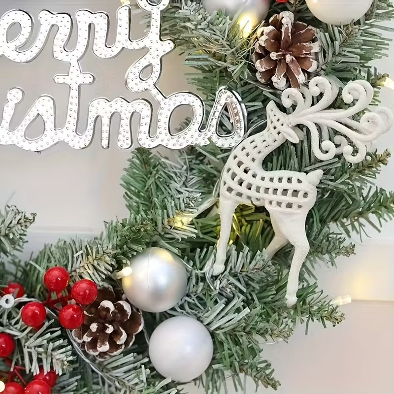 Christmas Reindeer Snowflake Berry Wreath
