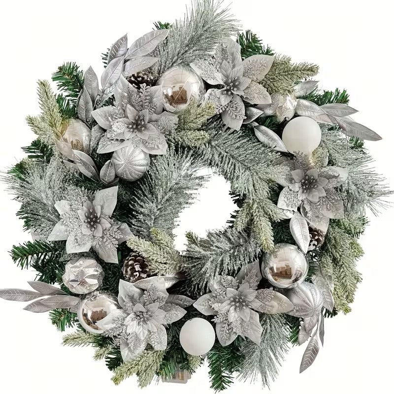 Christmas Wreath with Ornaments and Pinecones