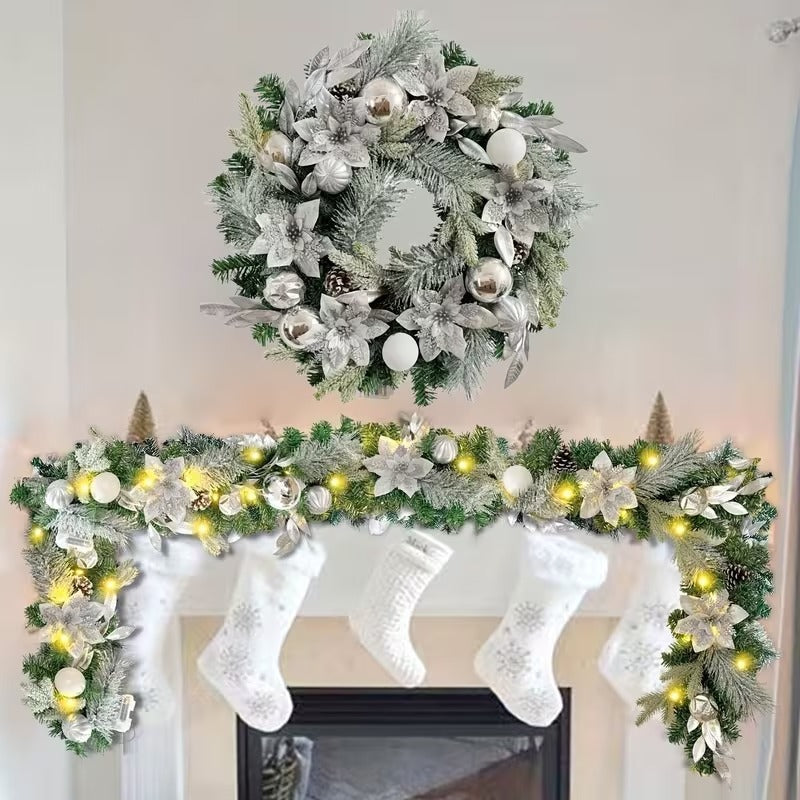 Christmas Wreath with Ornaments and Pinecones