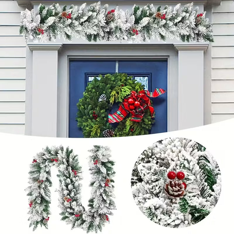 Artificial Christmas Snow Pine Wreath Garland