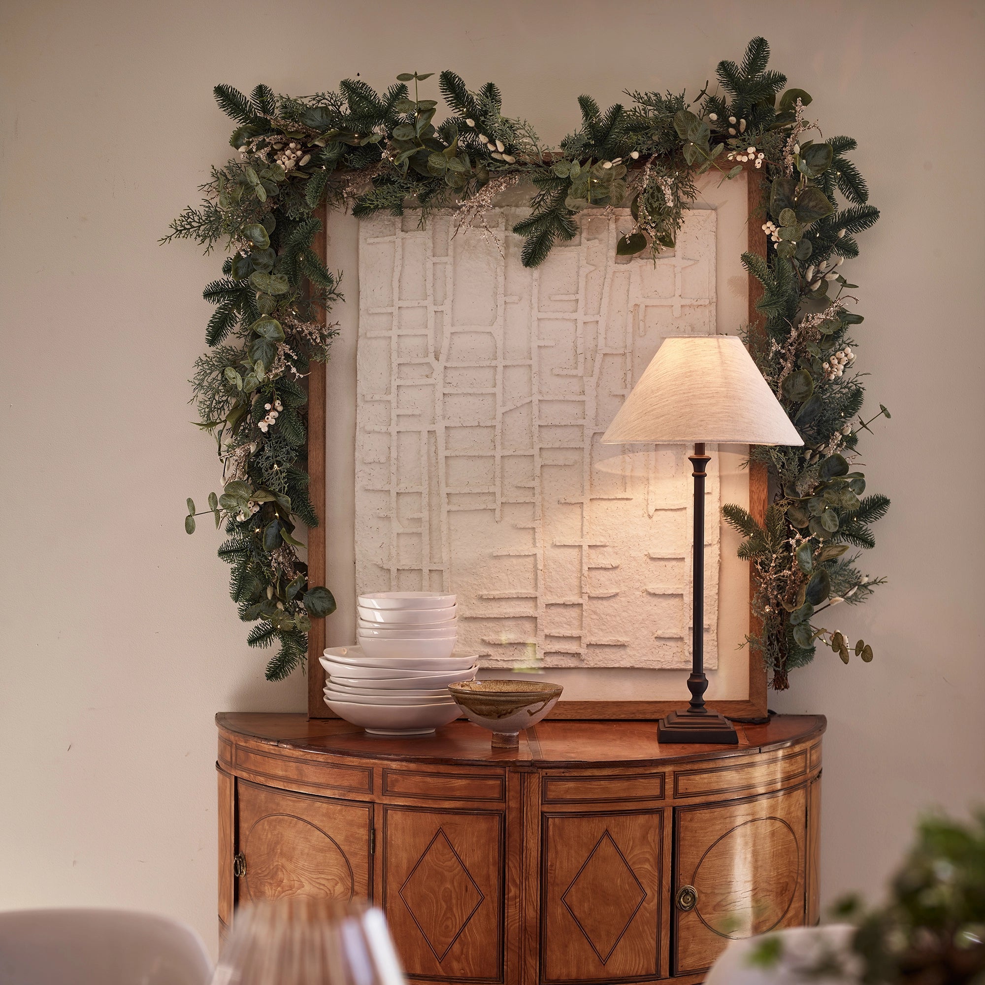 My Furniture Store 250cm Pre - Lit Frosted Eucalyptus Garland | Direct Furnish