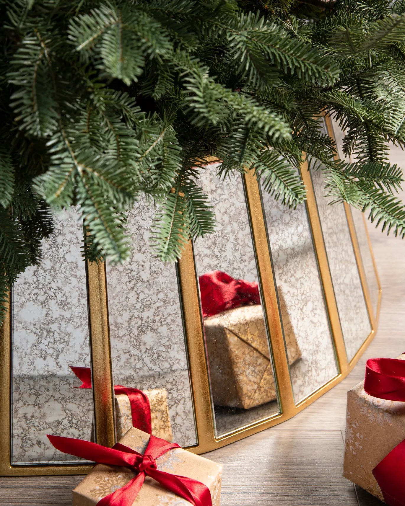 My Furniture Store Antiqued Mirror Christmas Tree Collars | Direct Furnish