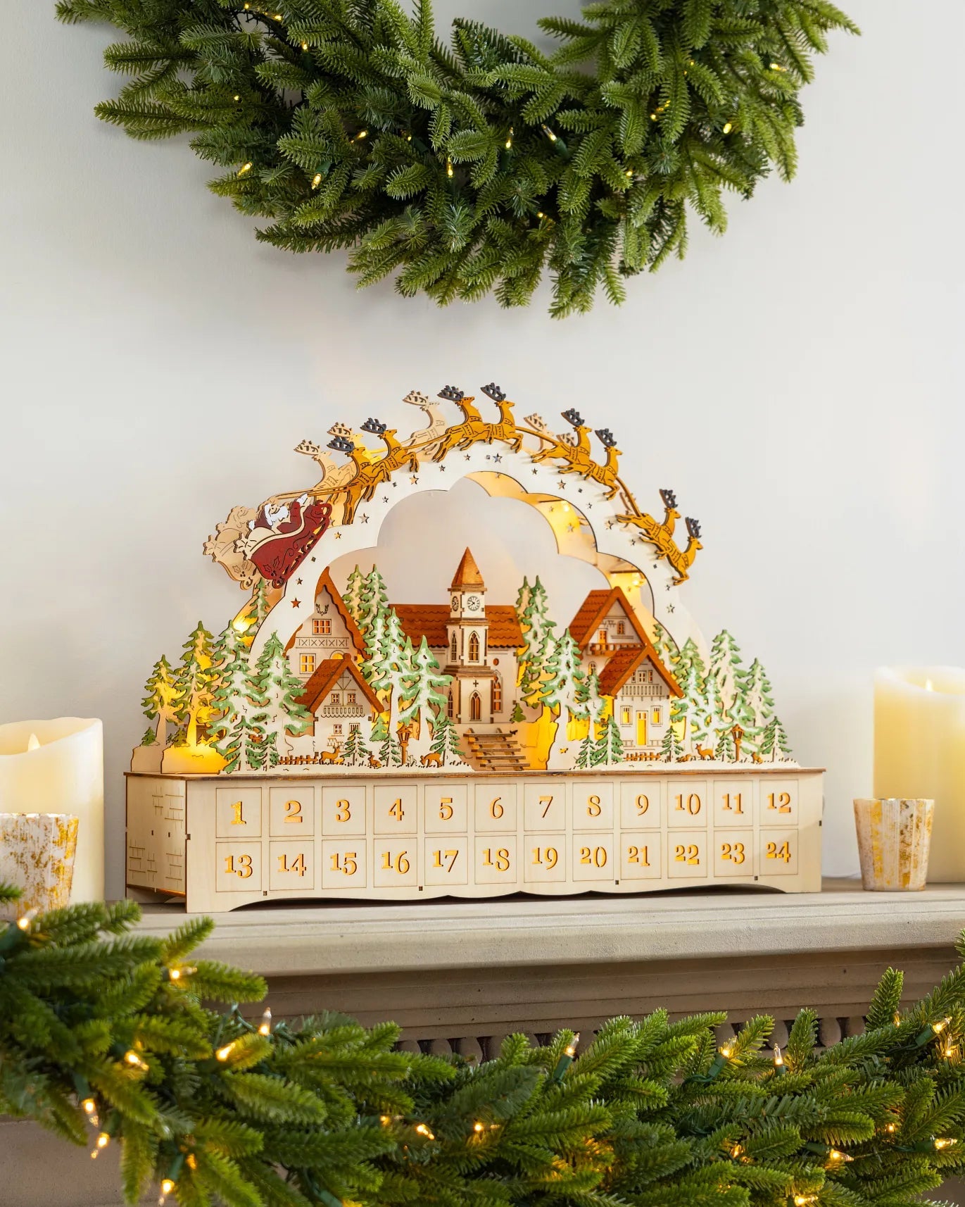 My Furniture Store Lit Wooden Christmas Advent Calendars | Direct Furnish