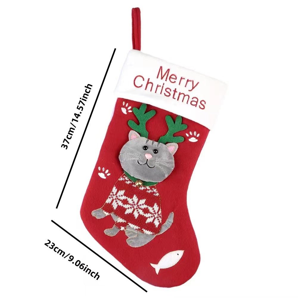 NNEDSZ NNEDSZ 2pcs cute cat christmas stockings cartoon christmas socks gift bag christmas decoration socks christmas tree pendant | Direct Furnish