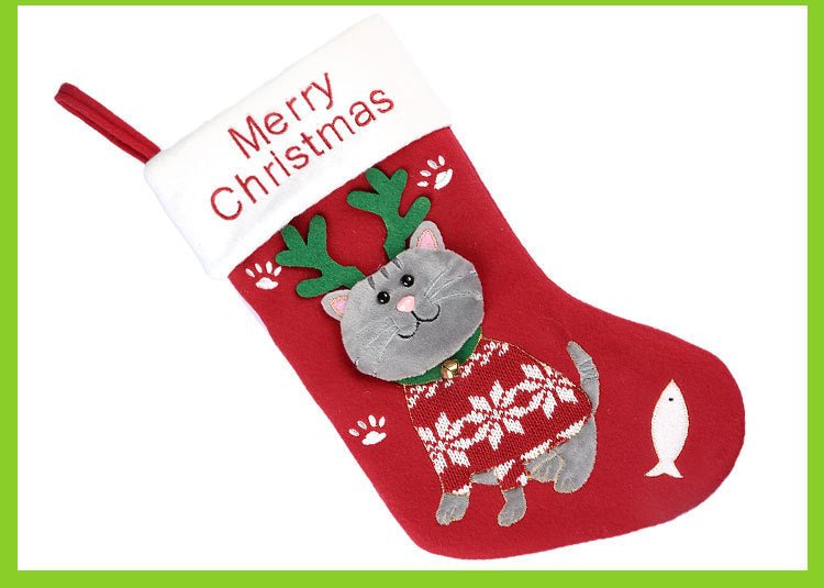 NNEDSZ NNEDSZ 2pcs cute cat christmas stockings cartoon christmas socks gift bag christmas decoration socks christmas tree pendant | Direct Furnish