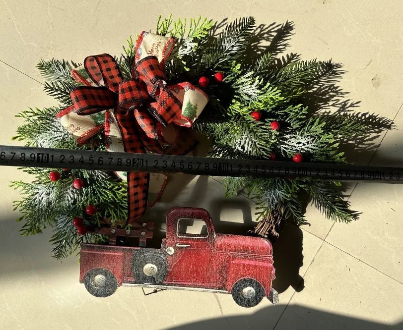 NNEOBA NNEOBA Christmas Red Truck Farmhouse Wreath | Direct Furnish