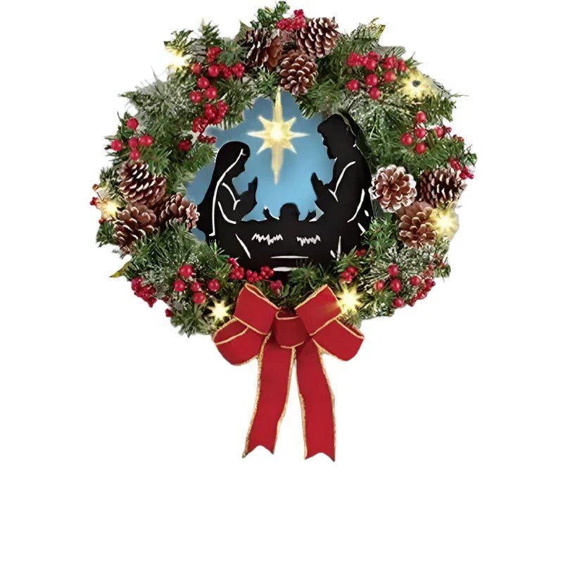 OBA Champagne Gold Christmas Wreath with Lights | Direct Furnish