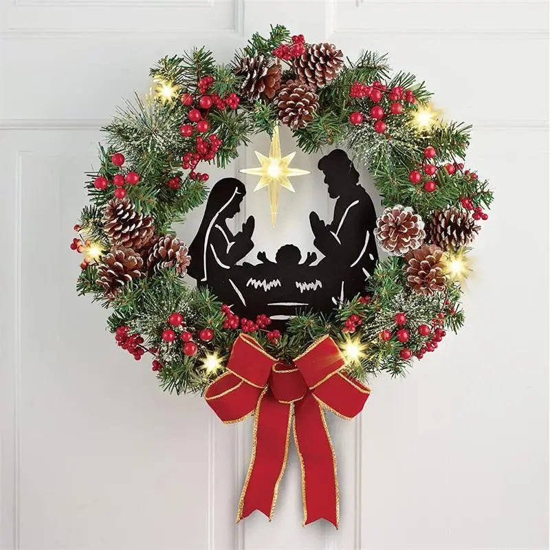 OBA Champagne Gold Christmas Wreath with Lights | Direct Furnish