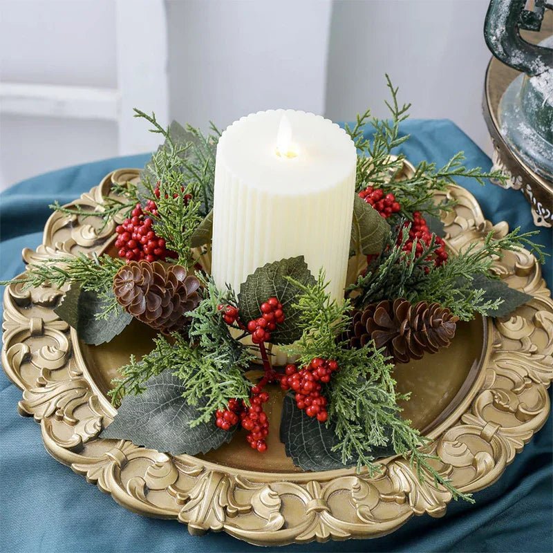 OBA Christmas Candle Wreath with Berry Pinecone | Direct Furnish