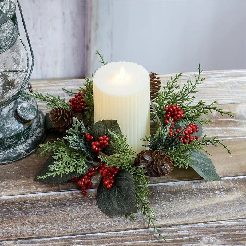 OBA Christmas Candle Wreath with Berry Pinecone | Direct Furnish