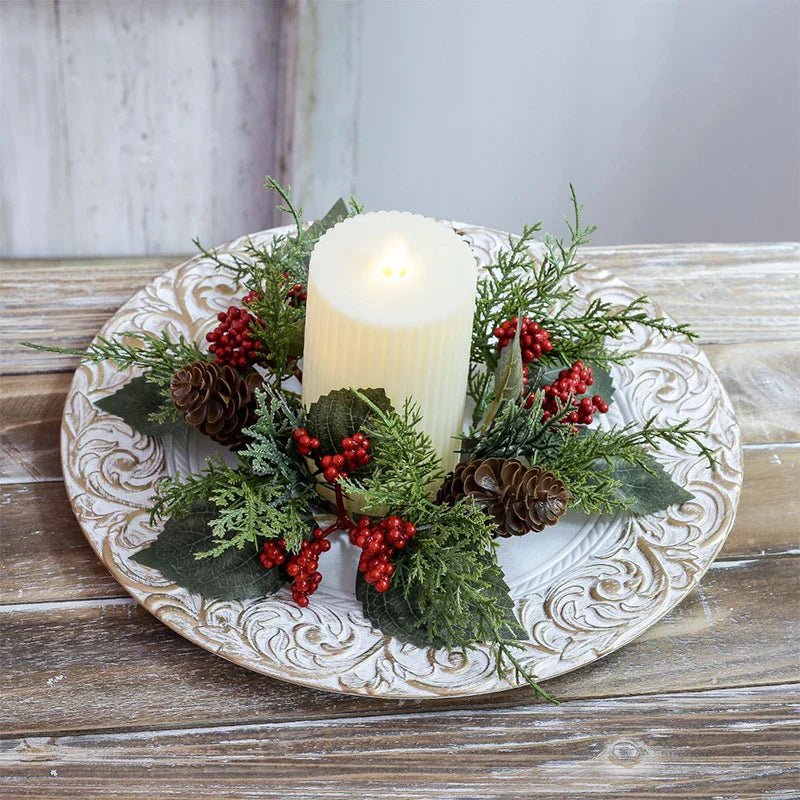 OBA Christmas Candle Wreath with Berry Pinecone | Direct Furnish