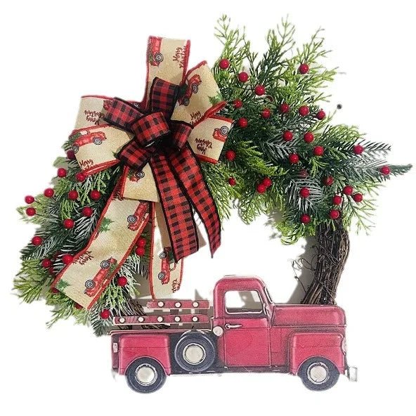 OBA Christmas Red Truck Farmhouse Wreath | Direct Furnish