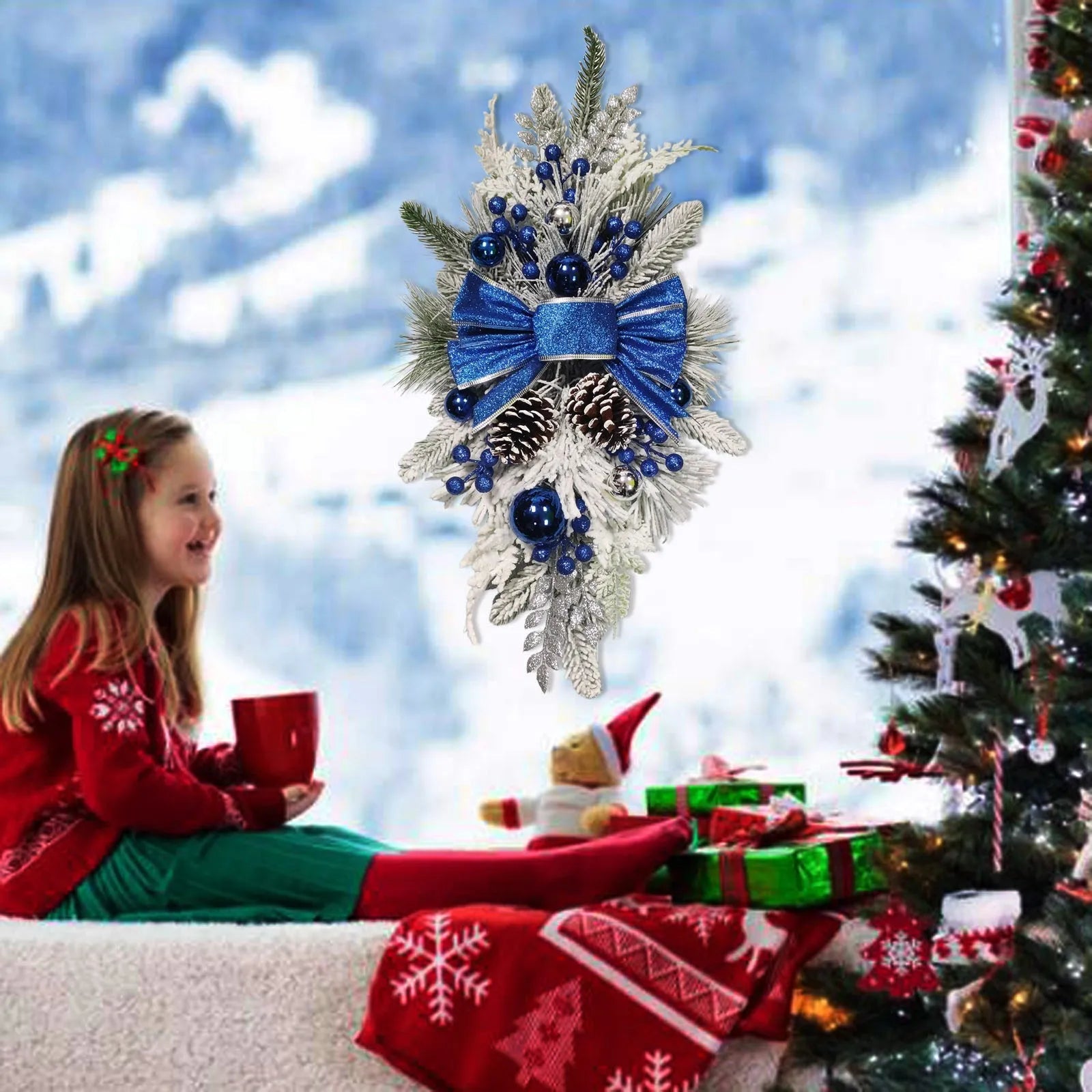 OBA Christmas Wreath Rustic Double Pinecone Decor | Direct Furnish