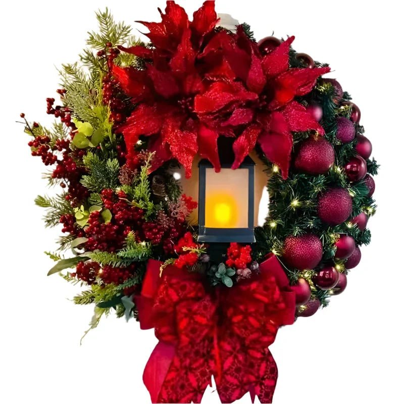 OBA Christmas Wreath with Lantern and Bow | Direct Furnish
