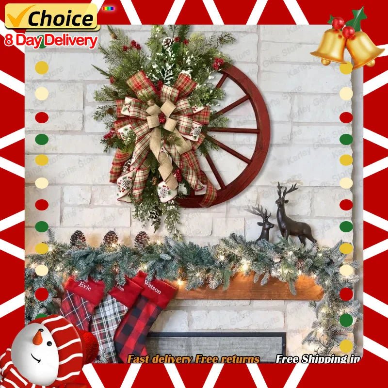 OBA Wooden Christmas Roulette Wheel Wreath Decoration | Direct Furnish