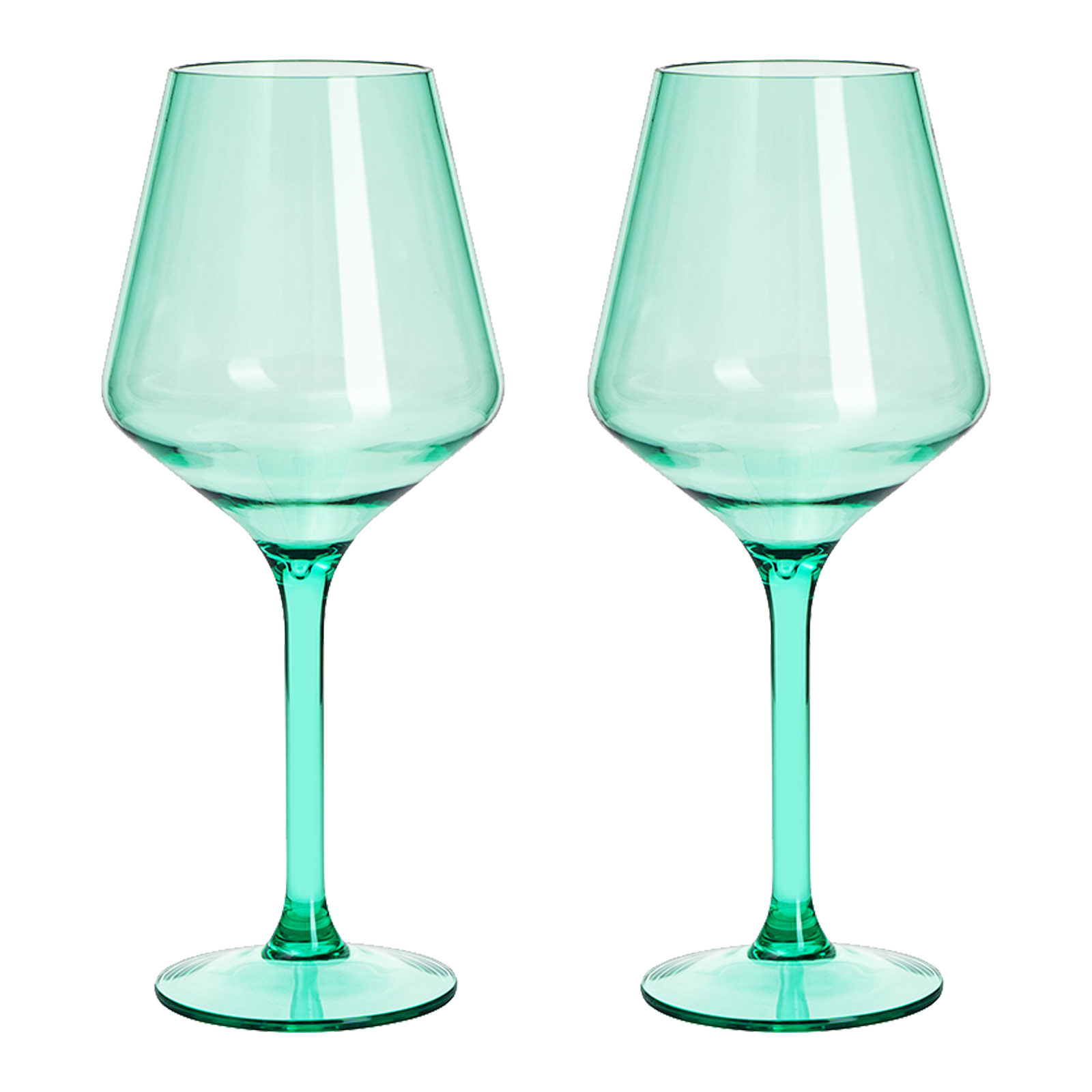 Floating Wine Glasses for Pool - Set of 2-15 OZ Shatterproof Poolside Wine Glasses, Tritan Plastic Reusable Stemware, Beach Outdoor Cocktail, Wine, Champagne, Water Glassware - Spring Summer (Green)
