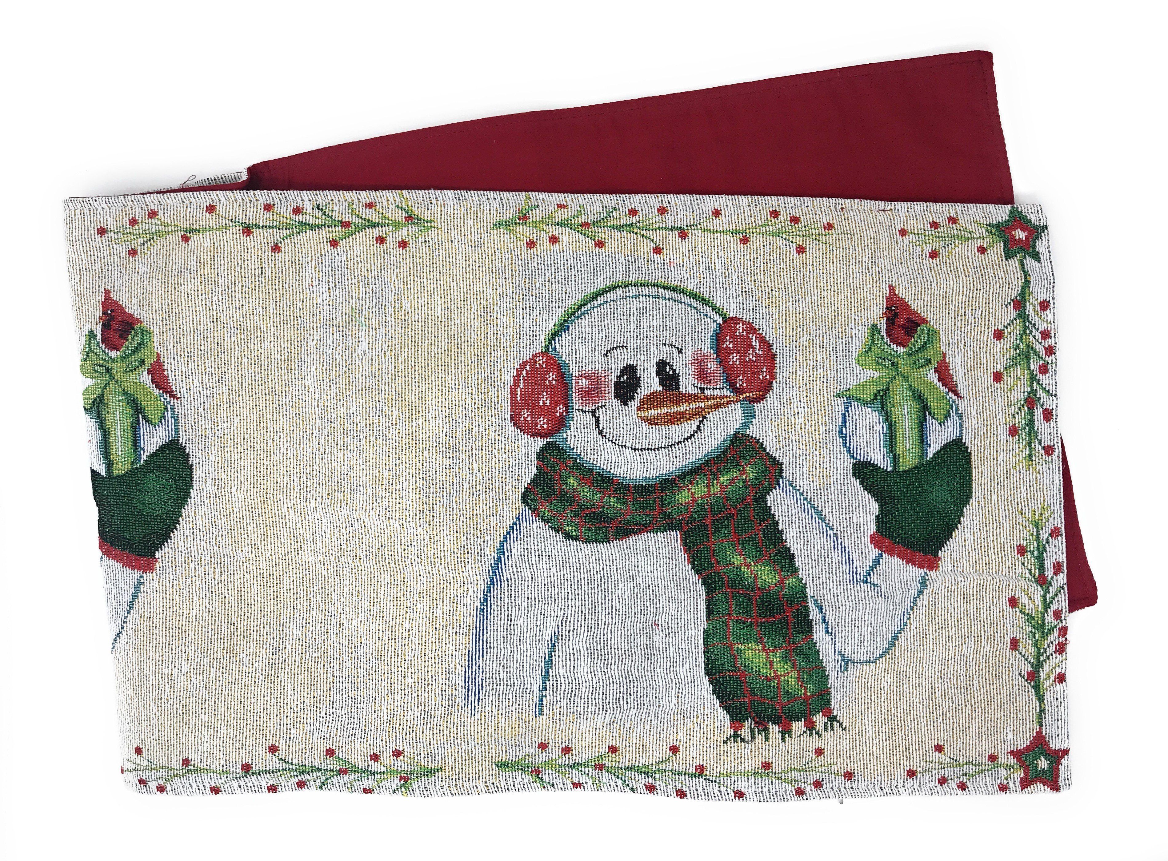 DaDa Bedding Magical Snowman Holiday Woven Tapestry Dining Table Runner (9733)