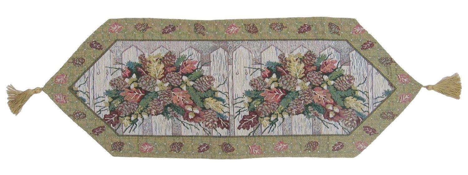 DaDa Bedding Rustic Floral Bouquet Lights Holiday Tapestry Dining Table Runner (6068)