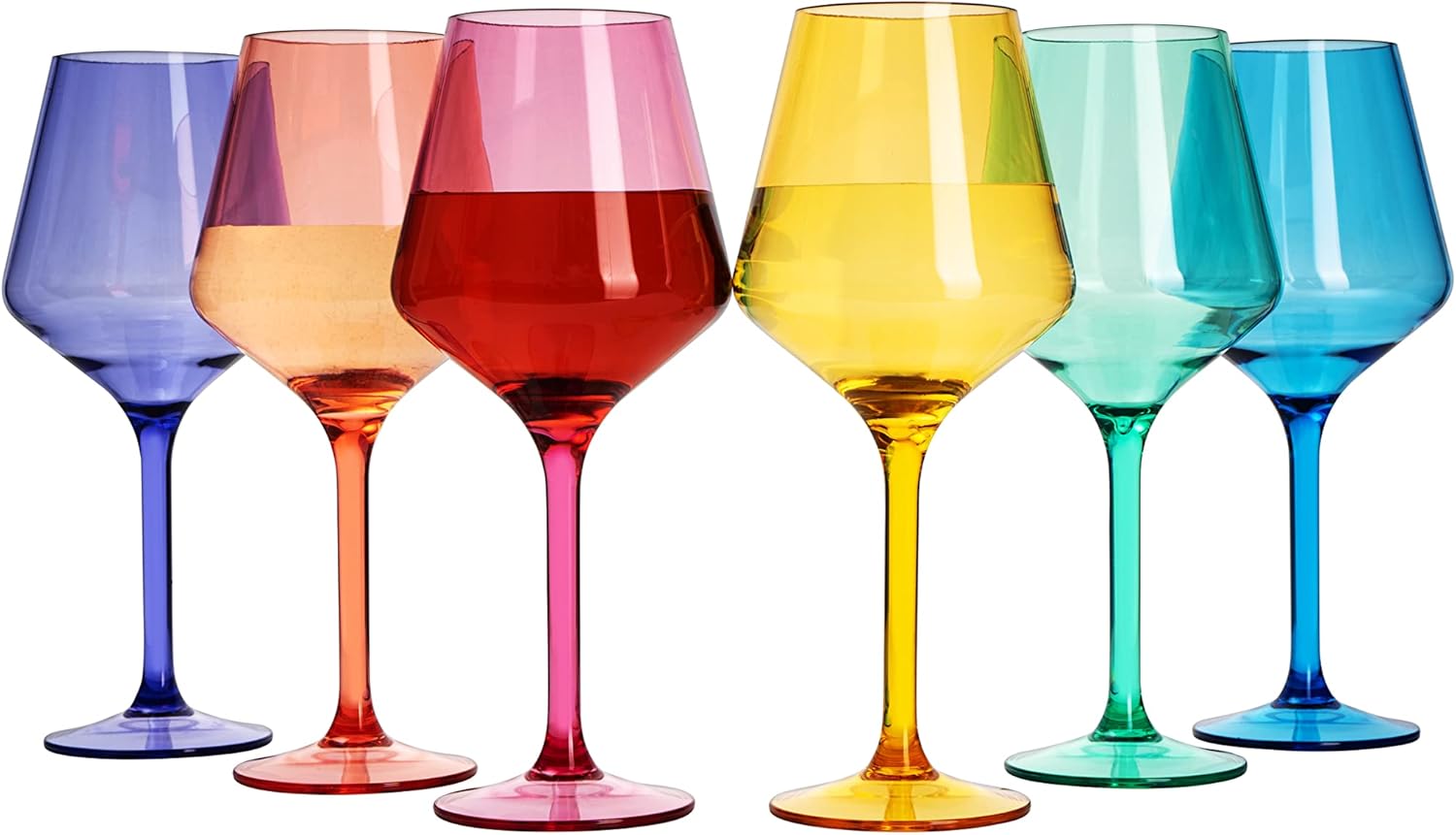 The Wine Savant European Style Crystal, Stemmed Wine Glasses, Acrylic Glasses Tritan Drinkware, Unbreakable Muted Color | Set of 6 | Shatterproof BPA - free plastic, Reusable, All Purpose Glassware, Hand Wash Only 15oz | Direct Furnish